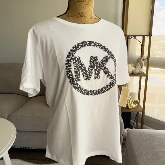 MICHAEL KORS White T-Shirt with Black Logo - Picture 3 of 6